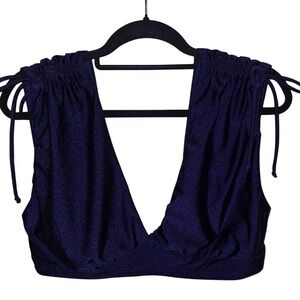 Time and Tru‎ Blue Binki Top Cinched Shoulders Size XL Beach Picnic Park Lake